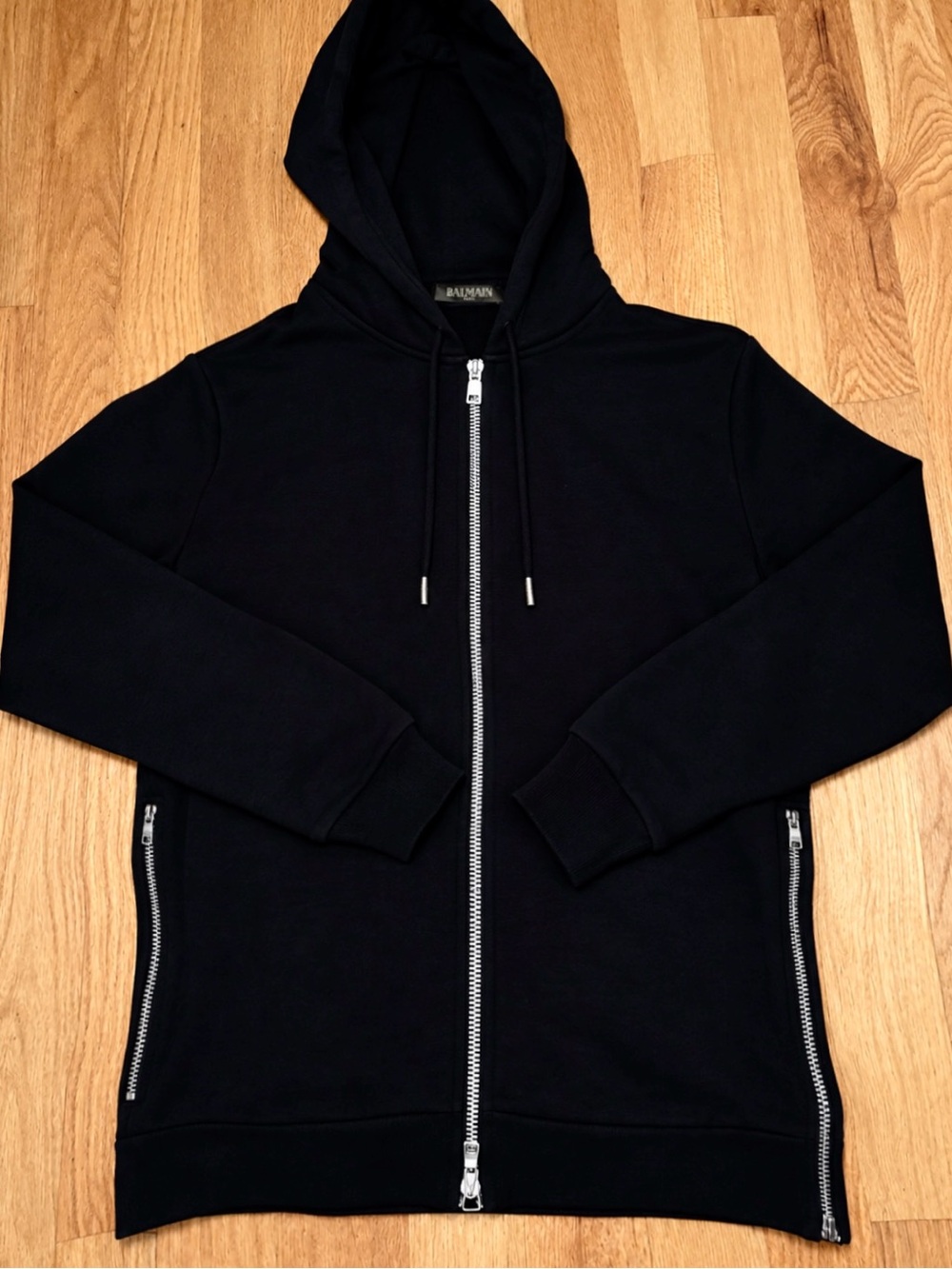 Balmain Black Zipper Zip Up Hoodie